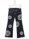 VERSACE AMPLIFIED MEDUSA-PRINT FLARED JEANS