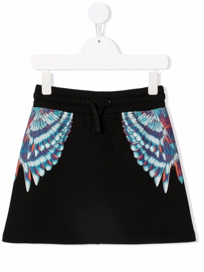 Marcelo Burlon County Of Milan Kids' Wings-print Straight-leg Miniskirt In 1049 Black Blue