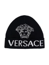 VERSACE 双色嵌花针织套头帽