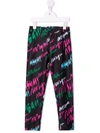 Msgm Logo-print Elasticated Leggings In 黑色