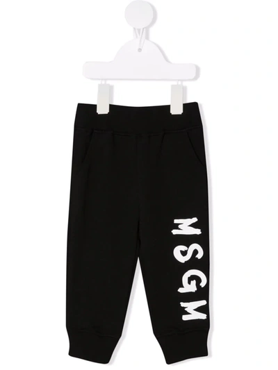 Msgm Black Sweatpant For Baby Kids With Logo