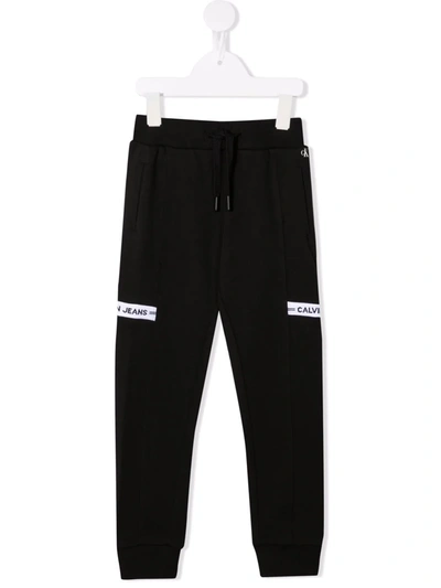 Calvin Klein Logo-print Cotton Track Pants In 黑色