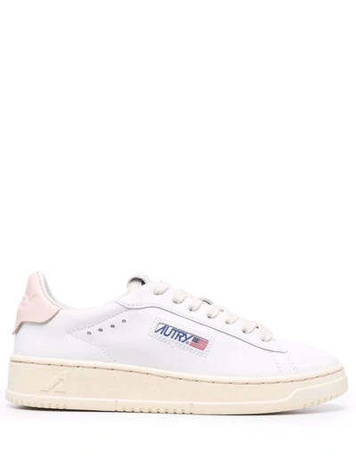 Autry 01 Sneakers In White Leather In White,blush Pink