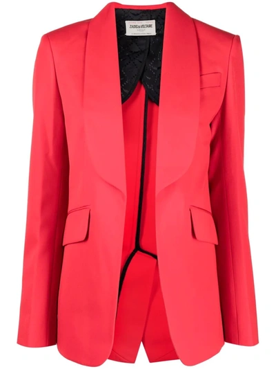 Zadig & Voltaire Date Padded-shoulder Wool-blend Blazer In Coquelicot