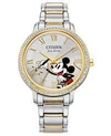 CITIZEN CITIZEN MICKEY MOUSE ECO-DRIVE CRYSTAL SILVER DIAL LADIES WATCH FE7044-52W