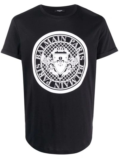 Balmain Logo-print T-shirt In Schwarz