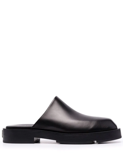 Givenchy Gg-plaque Leather Mules In Black