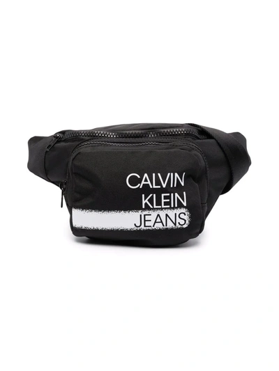 Calvin Klein Logo-print Two-tone Belt Bag In Schwarz