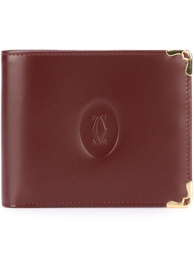 Pre-owned Cartier Embossed Logo Wallet In Red