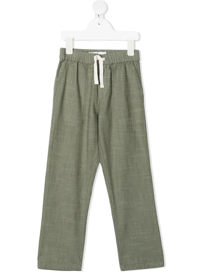 Bonpoint Kids' Drawstring-waist Straight Trousers In Green