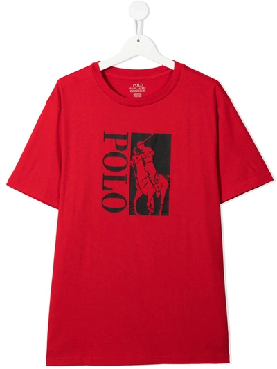 Ralph Lauren Kids' Graphic-print Short-sleeve T-shirt In Rl 2000 Red