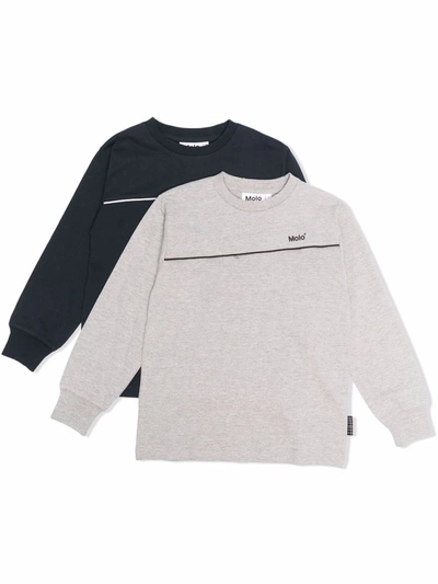 Molo Kids' Chest Logo-print Sweatshirt In Blue