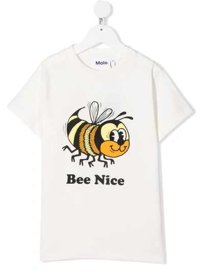 Molo Kids' Bee-print Organic-cotton T-shirt In White