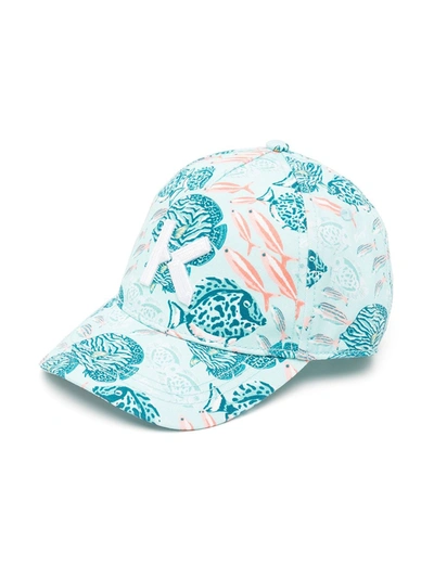 Kenzo Kids' Graphic-print Cotton Cap In Blue