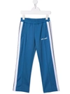 Palm Angels Kids Light Blue And White Joggers With Logo In Blue