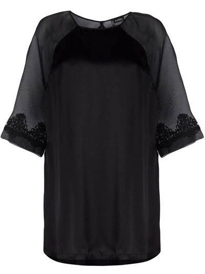 La Perla Lace-trim Silk Pajama Top In Black