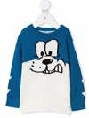 Stella Mccartney Dog Intarsia Cotton-blend Sweater In Blue