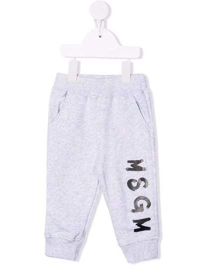 Msgm Babies' Logo-print Track Pants In Grey