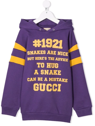 Gucci Kids' Slogan-print Hoodie In Purple