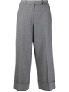 THOM BROWNE WOOL-CASHMERE BLEND CROPPED SACK TROUSER