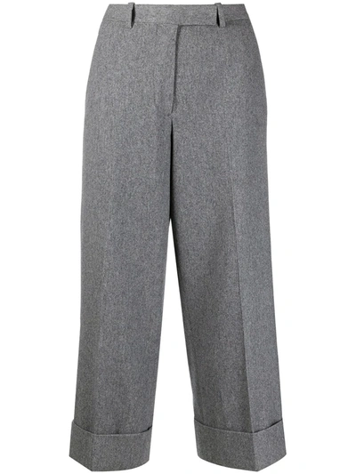 Thom Browne Wool-cashmere Blend Cropped Sack Trouser In Grey