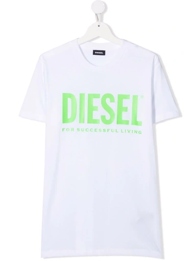 Diesel Teen Logo-print Cotton T-shirt In 白色