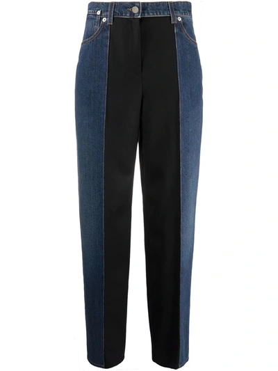 Alexander Mcqueen Panelled Wide-leg Cropped Jeans In 蓝色