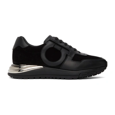 Ferragamo Black Suede Brooklyn Low Sneakers