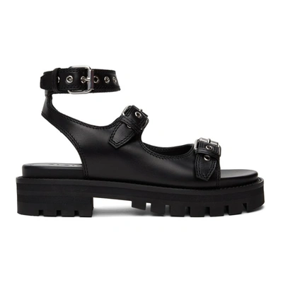 Alaïa Grommet Leather Ankle-strap Chunky Sandals In Black