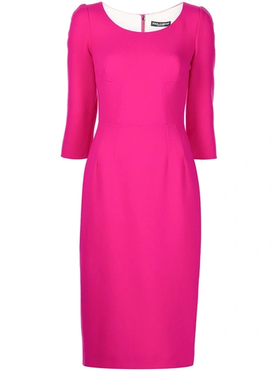 Pre-owned Dolce & Gabbana Fitted Midi Dress In Pink