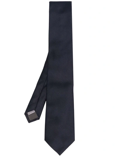 Canali Pointed Silk Tie In Blue