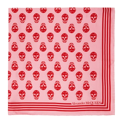 Alexander Mcqueen Pink & Red Silk Twill Scarf