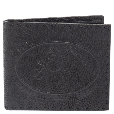 Pre-owned Fendi Black Embossed Leather Selleria Bifold Wallet