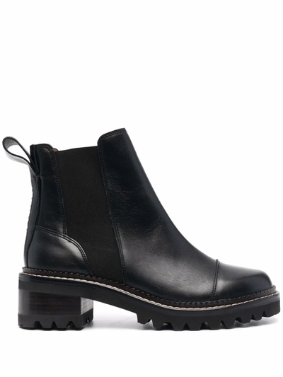 See By Chloé Leather Chelsea Boots In Black