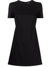 Theory Jatinn Short-sleeve Traceable Wool Suiting Dress In Black