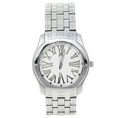 Pre-owned Aigner White Stainless Steel Lazio A42200 Women's Wristwatch 36 Mm