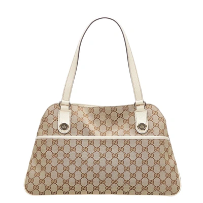 Pre-owned Gucci Gg Canvas Charmy Shoulder Bag In Beige