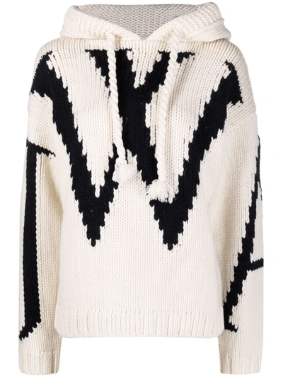 Jw Anderson Intarsia-knit Logo Long-sleeve Jumper In White