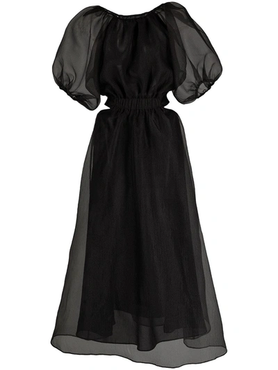 Cynthia Rowley Clara Puff-sleeve Organza Dress In Black