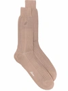 BRIONI RIBBED KNIT MID-CALF SOCKS