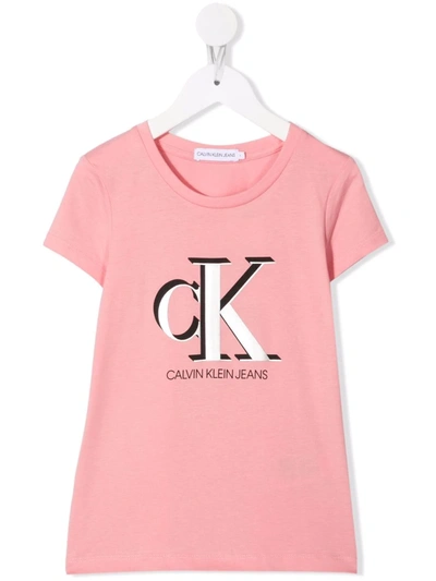 Calvin Klein Kids' Logo-print Cotton T-shirt In Pink