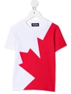 Dsquared2 White T-shirt For Boy With Maple Leaf In White