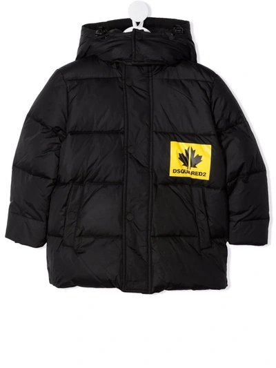 Dsquared2 Kids' Chest Logo-print Padded Coat In Black