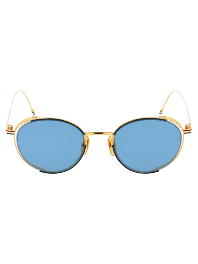 Thom Browne Tb-106 Sunglasses In Navy Enamel-18k Gold W/ Dark Blue - Ar