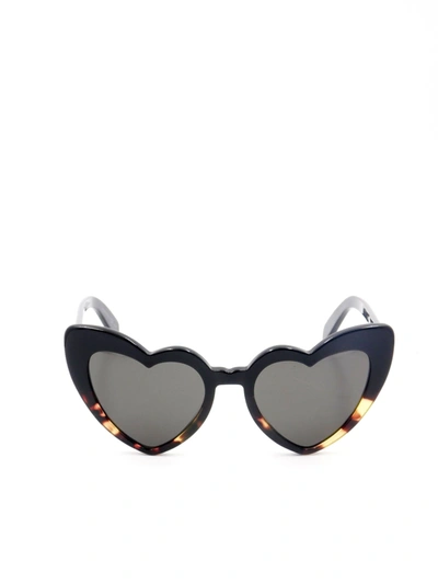 Saint Laurent Sl 181 Loulou Heart Frame Sunglasses In Black