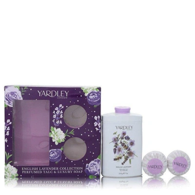 Yardley London English Lavender By  Gift Set -- 7 oz Perfumed Talc + 2-3.5 oz Soap
