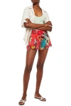 Red Valentino Printed Silk Crepe De Chine Shorts In Coral