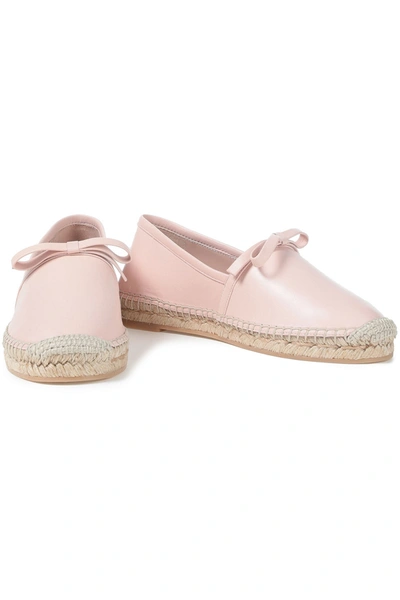Redv Bow-embellished Leather Espadrilles In Baby Pink
