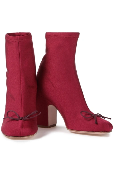 Redv Bow-embellished Stretch-jersey Sock Boots In Crimson