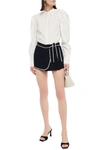 RED VALENTINO BOW-EMBELLISHED PLEATED CREPE SHORTS,3074457345626208736